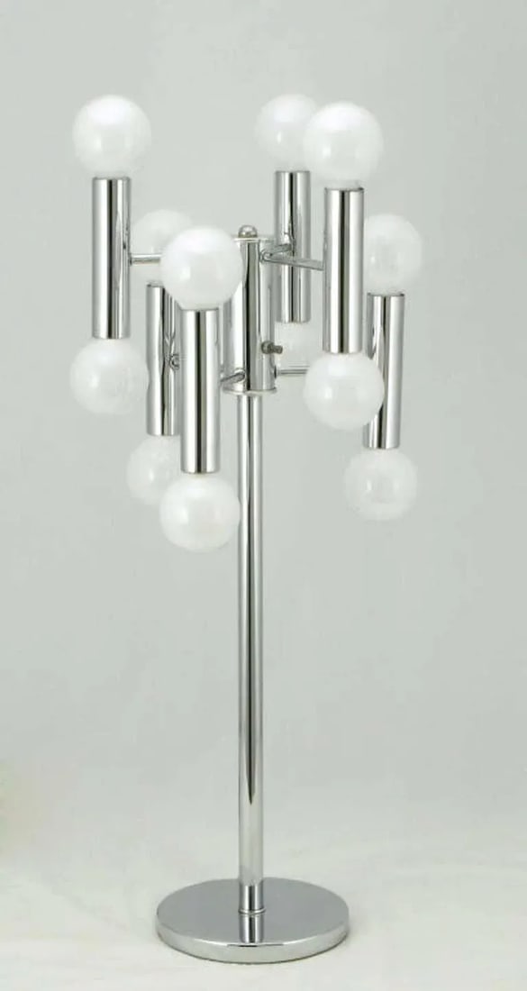 Modern Chrome 12 Light Table Lamp in the Manner of Robert Sonneman - 2