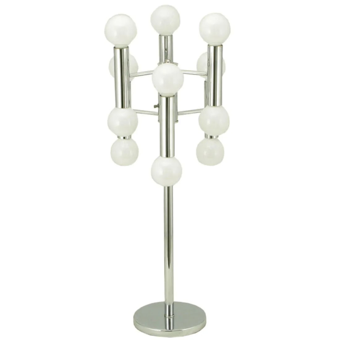 Modern Chrome 12 Light Table Lamp in the Manner of Robert Sonneman - 6