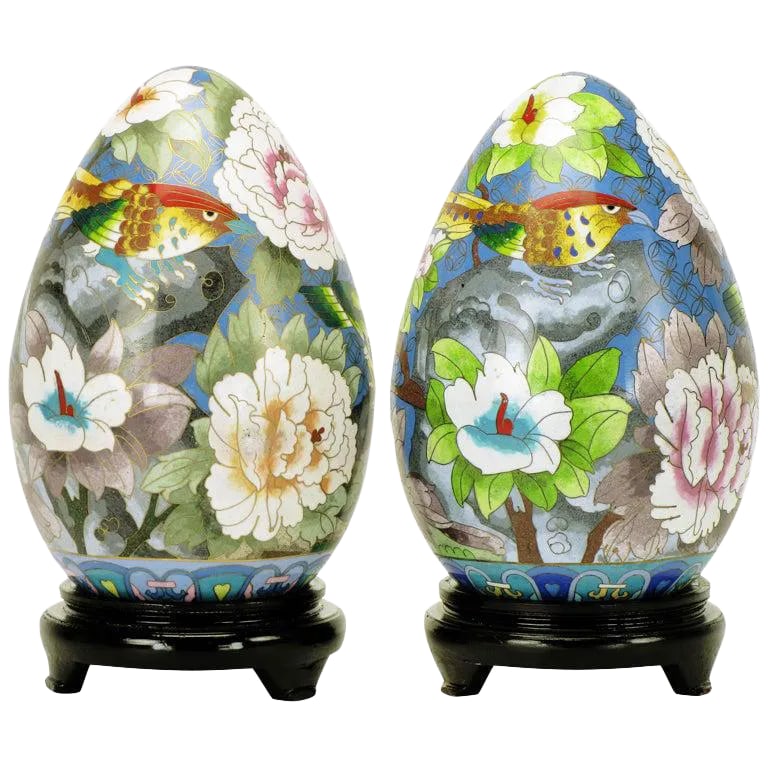 Colorful Cloisonne Eggs - a Pair (1 of 11)