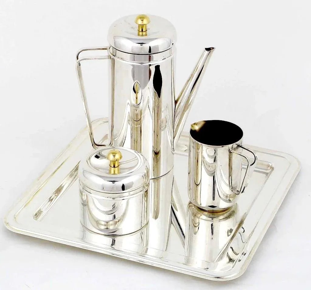 Pm Italian Silverplate & Brass Coffee Service - 2