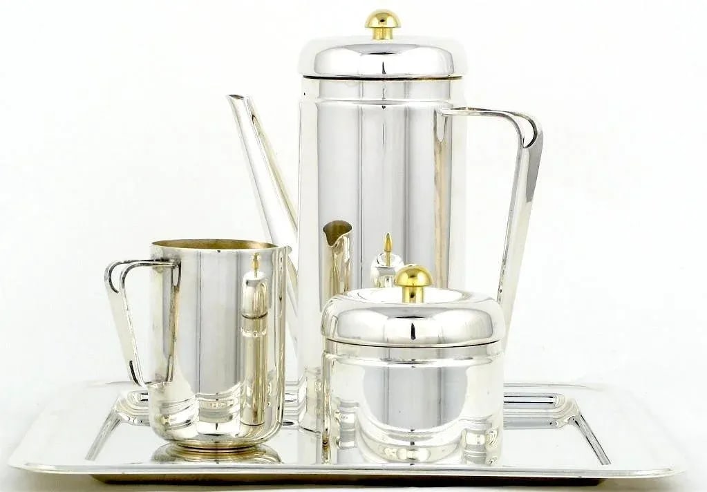 Pm Italian Silverplate & Brass Coffee Service - 4
