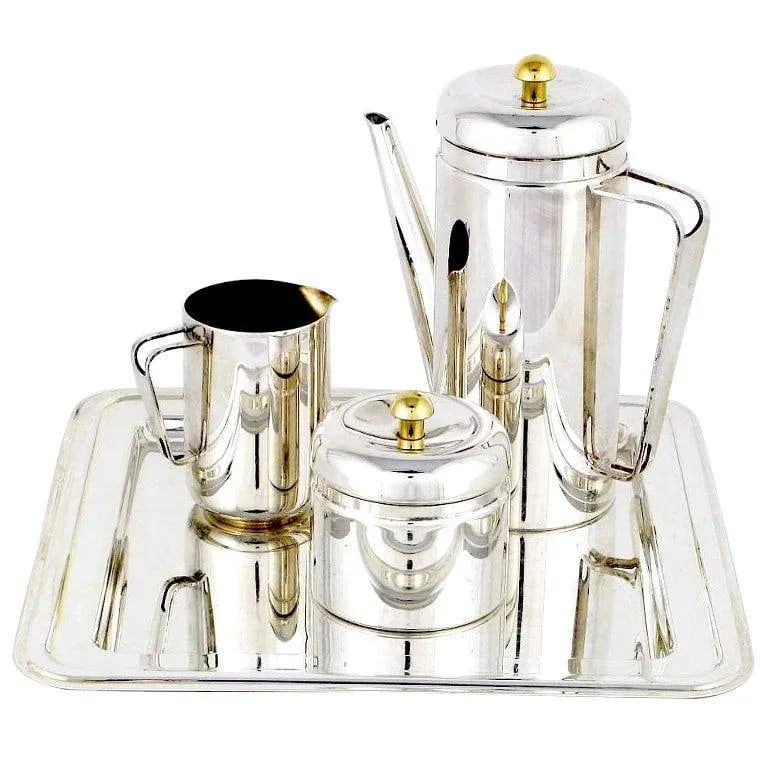 Pm Italian Silverplate & Brass Coffee Service - 9