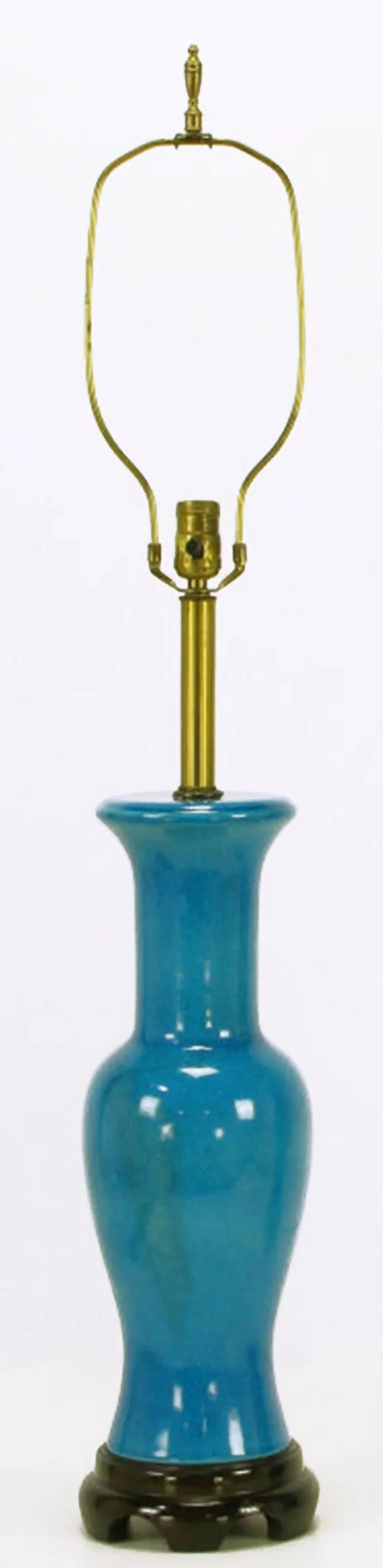 Frederick Cooper Cerulean Blue Crackle-Glaze Table Lamps - a Pair - 2