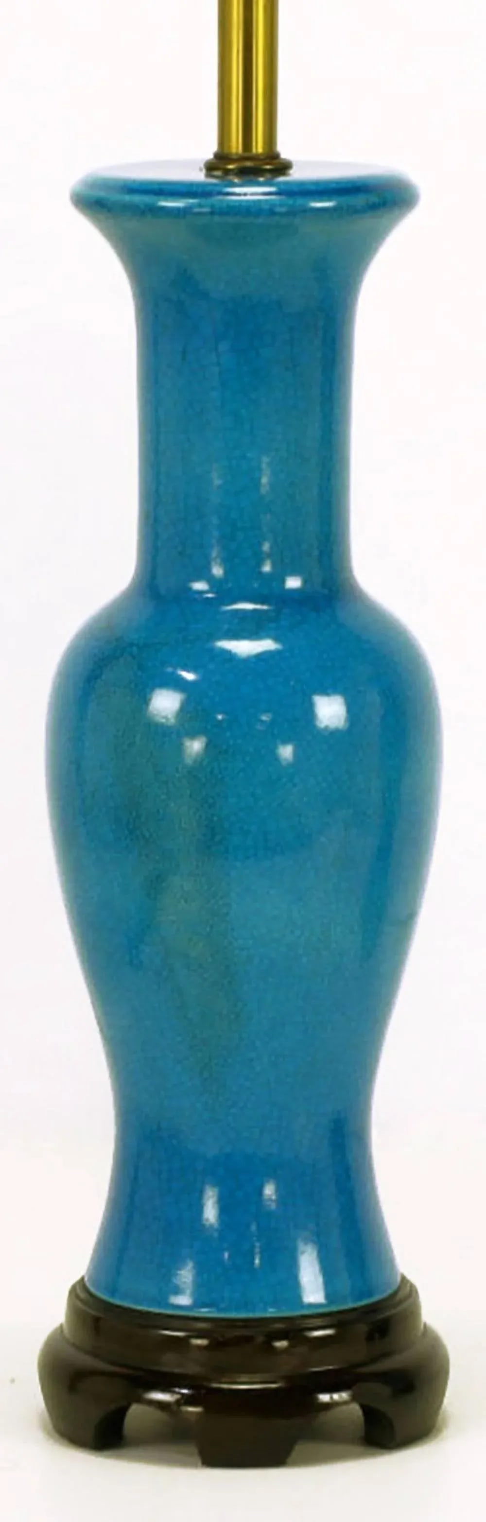 Frederick Cooper Cerulean Blue Crackle-Glaze Table Lamps - a Pair - 3