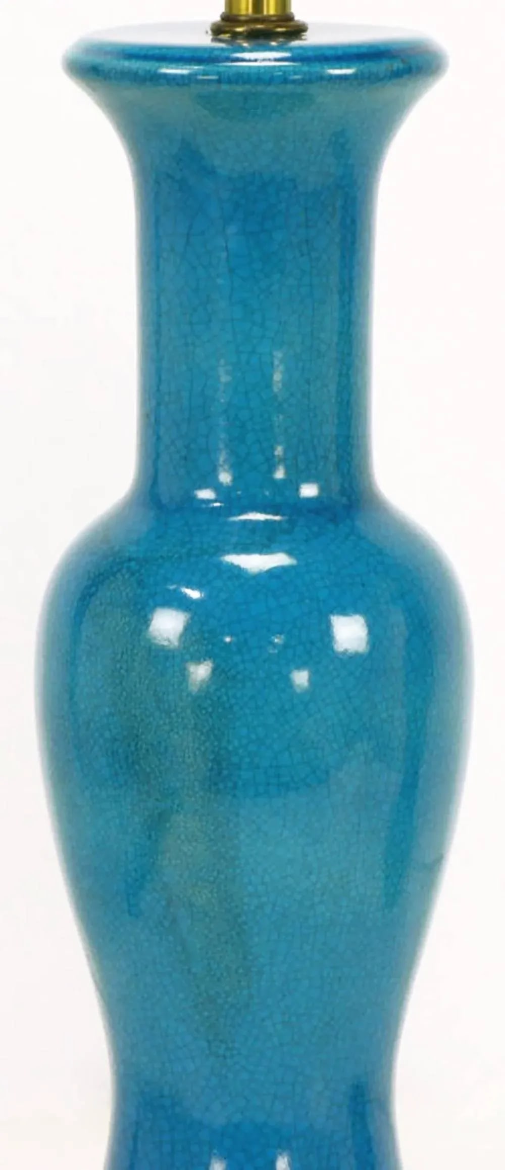 Frederick Cooper Cerulean Blue Crackle-Glaze Table Lamps - a Pair - 4