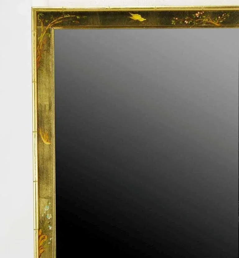 LaBarge Hand-Painted and Gilt Bevelled Wall Mirror - 2