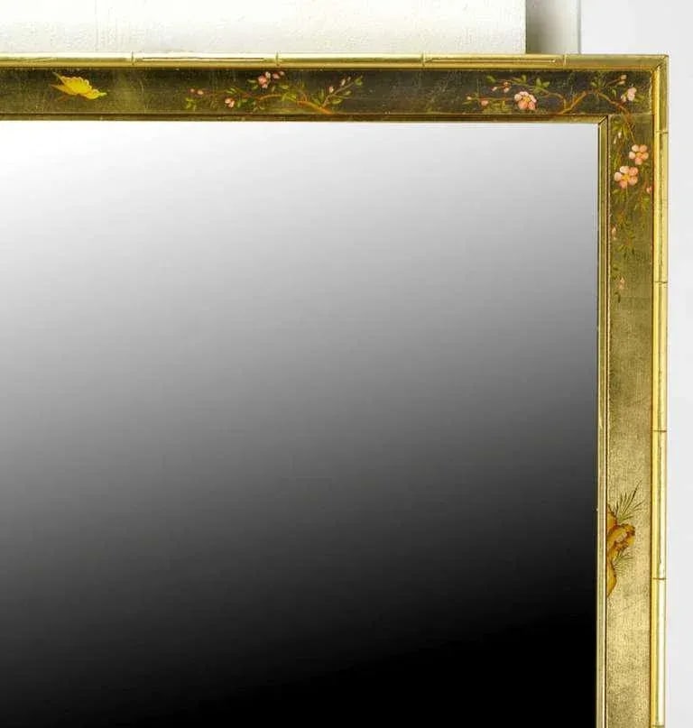 LaBarge Hand-Painted and Gilt Bevelled Wall Mirror - 3