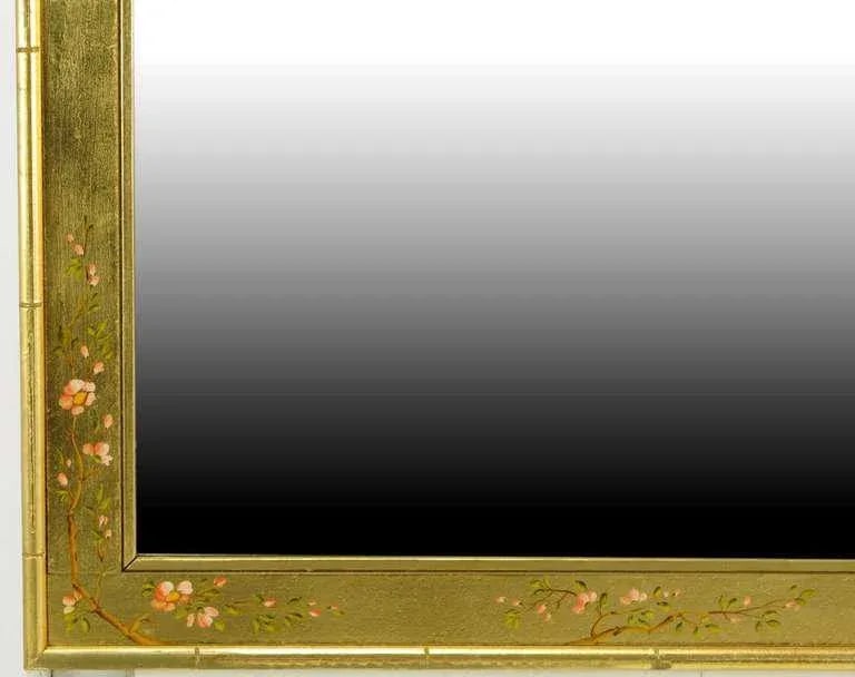 LaBarge Hand-Painted and Gilt Bevelled Wall Mirror - 4