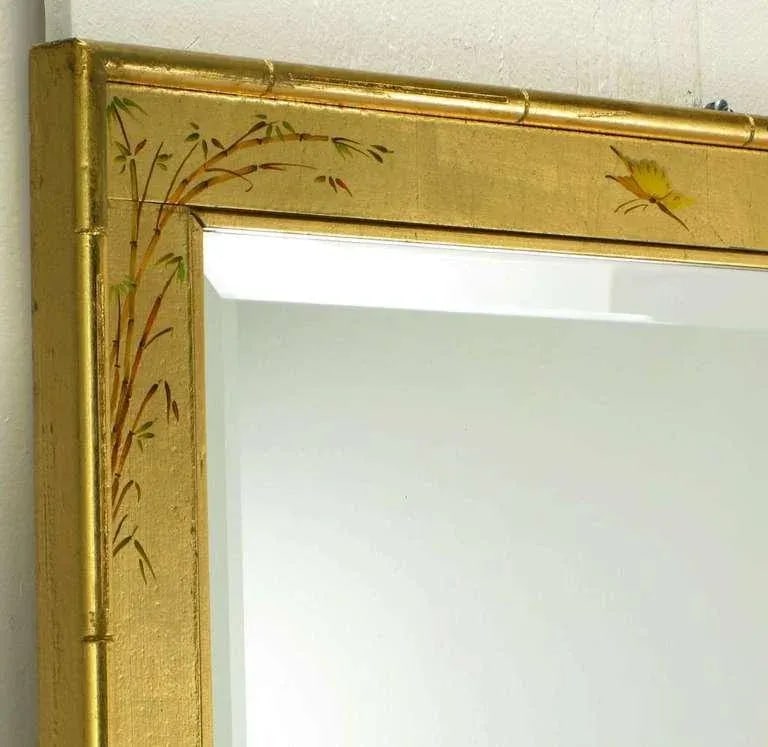 LaBarge Hand-Painted and Gilt Bevelled Wall Mirror - 6