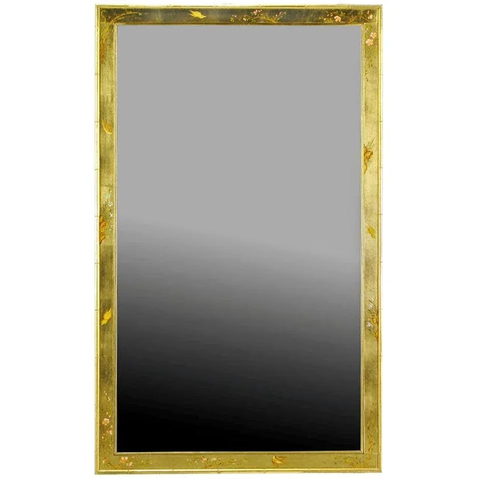 LaBarge Hand-Painted and Gilt Bevelled Wall Mirror - 7