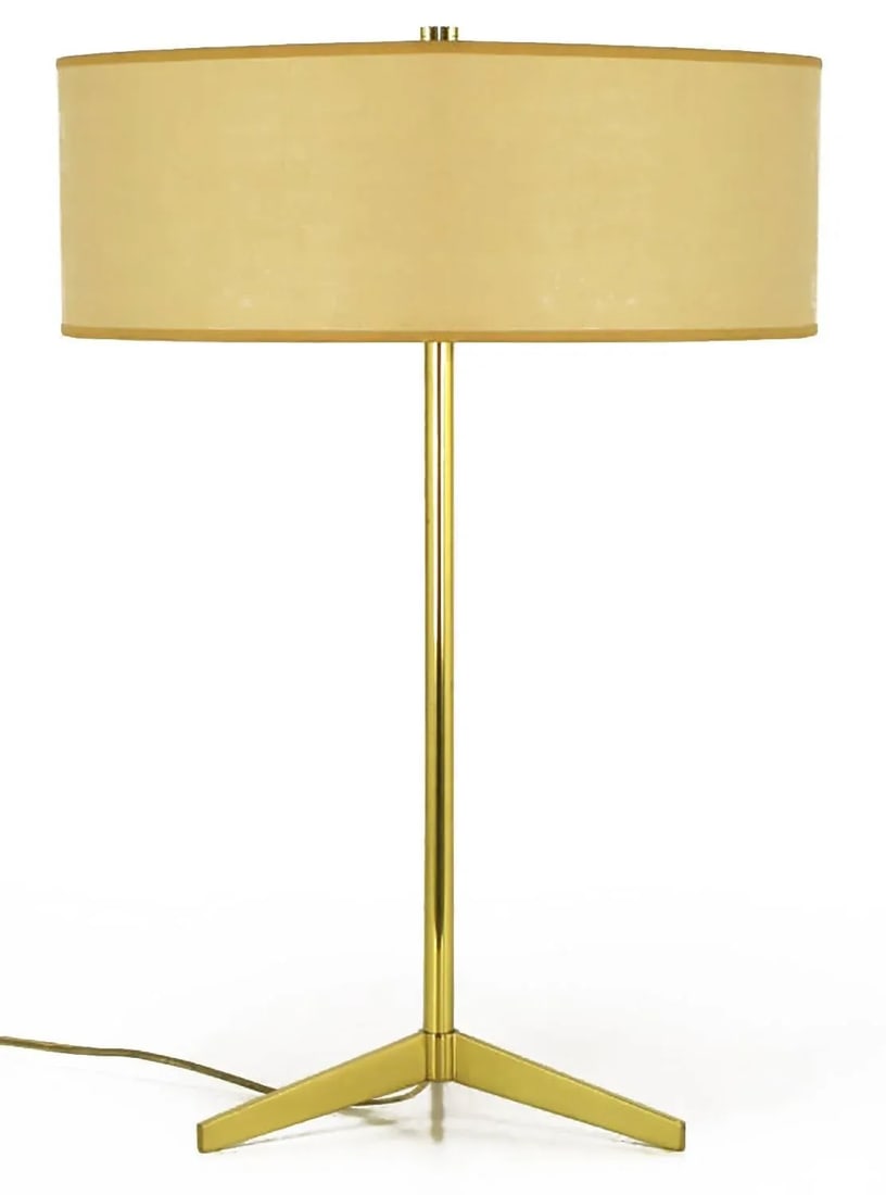 Lightolier Modern Brass Tripod Base Table Lamp - 2
