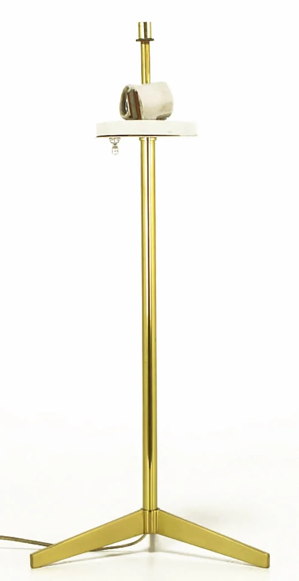 Lightolier Modern Brass Tripod Base Table Lamp - 4