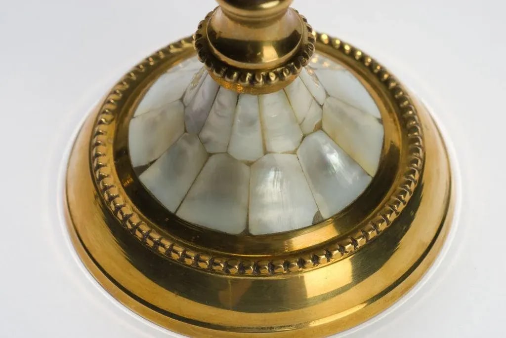 Hand Wrought Brass & Mother of Pearl Table Set - 6