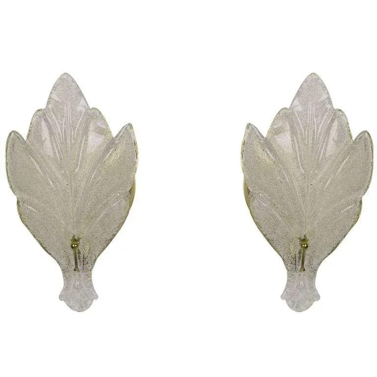 Murano Glass Maple Leaf Wall Sconces - a Pair - 3