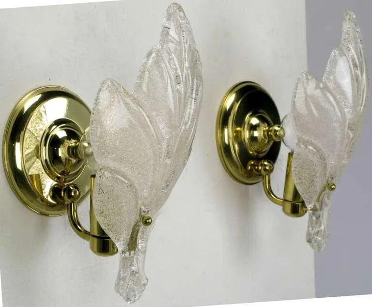 Murano Glass Maple Leaf Wall Sconces - a Pair - 4