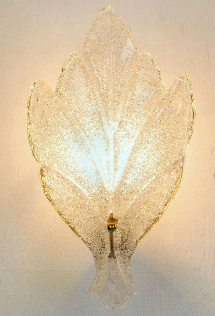 Murano Glass Maple Leaf Wall Sconces - a Pair - 5