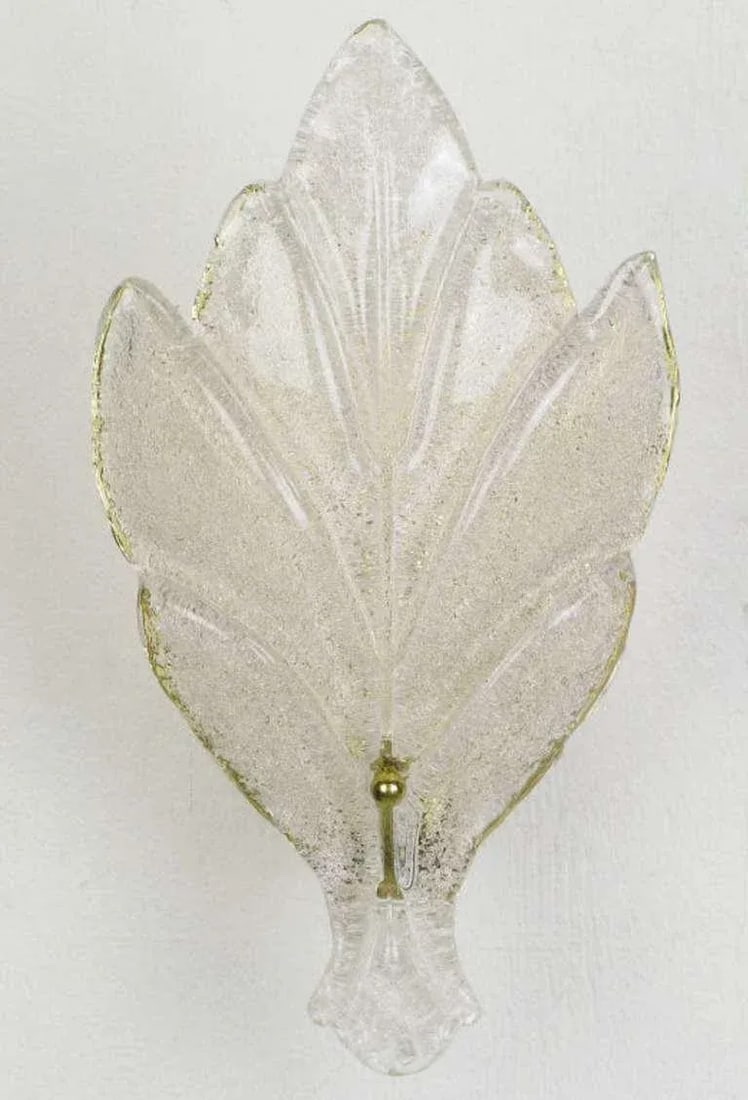 Murano Glass Maple Leaf Wall Sconces - a Pair - 6