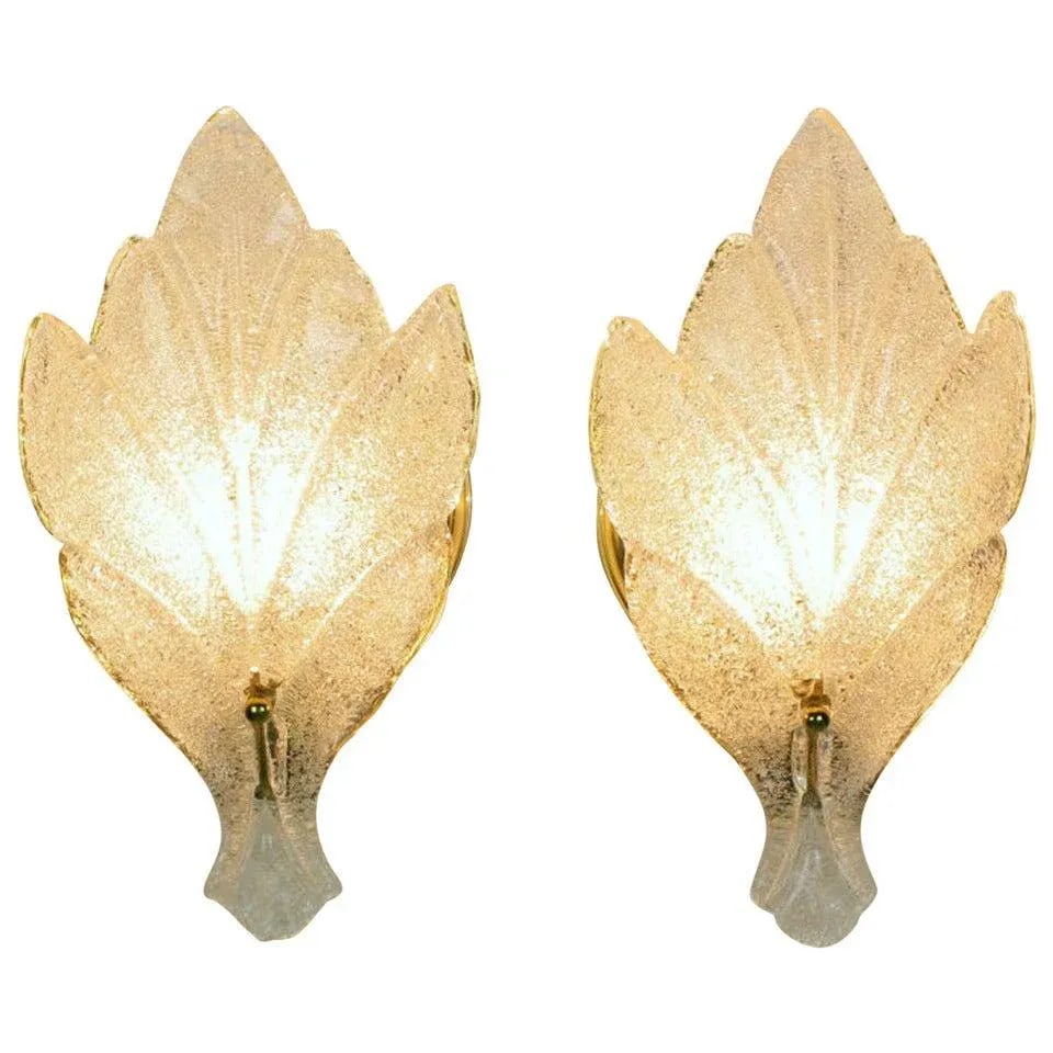 Murano Glass Maple Leaf Wall Sconces - a Pair - 7