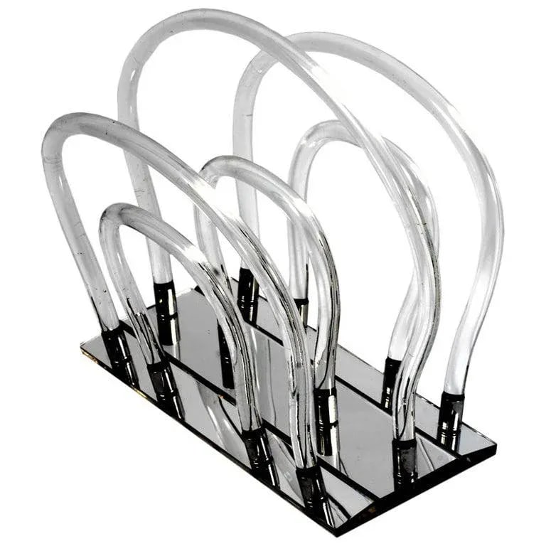 Lucite, Chrome & Mirror Magazine Stand After Dorothy Thorpe - 7