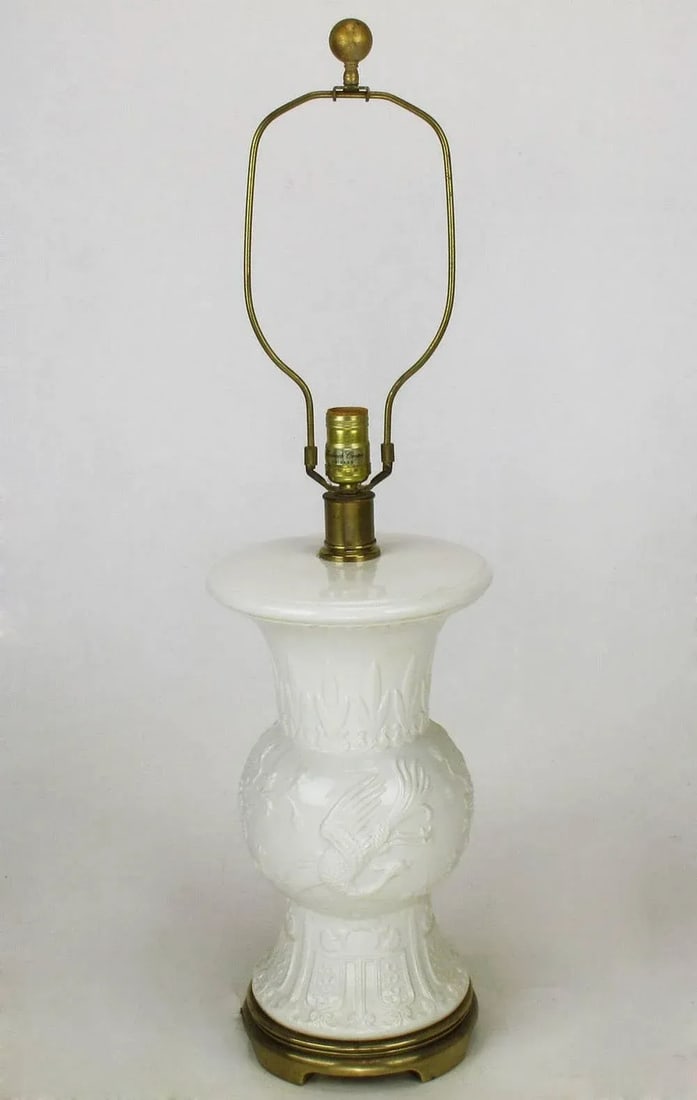 Frederick Cooper White Porcelain Table Lamps - a Pair - 4
