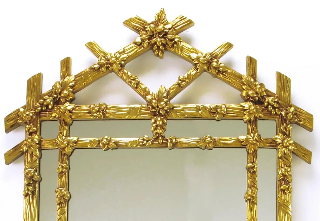 Gilt Black Forest Style Mirror With Segmented Frame - 3