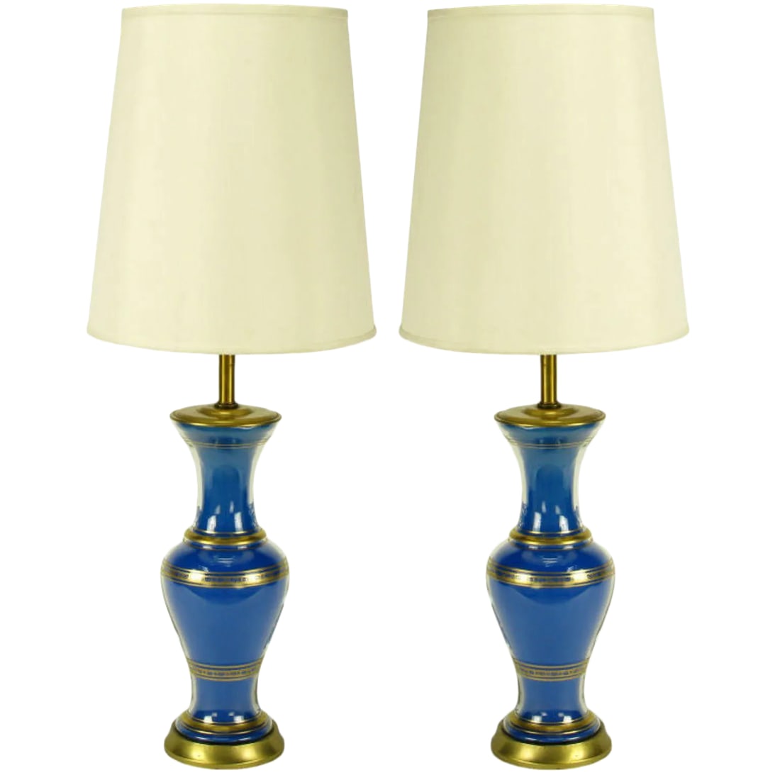 Frederick Cooper Royal Blue Glass Parcel Gilt Table Lamps - a Pair (1 of 6)