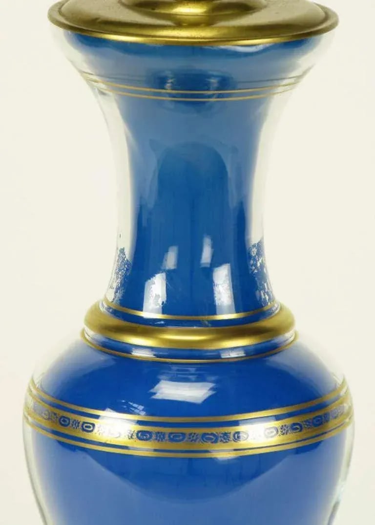 Frederick Cooper Royal Blue Glass Parcel Gilt Table Lamps - a Pair - 4