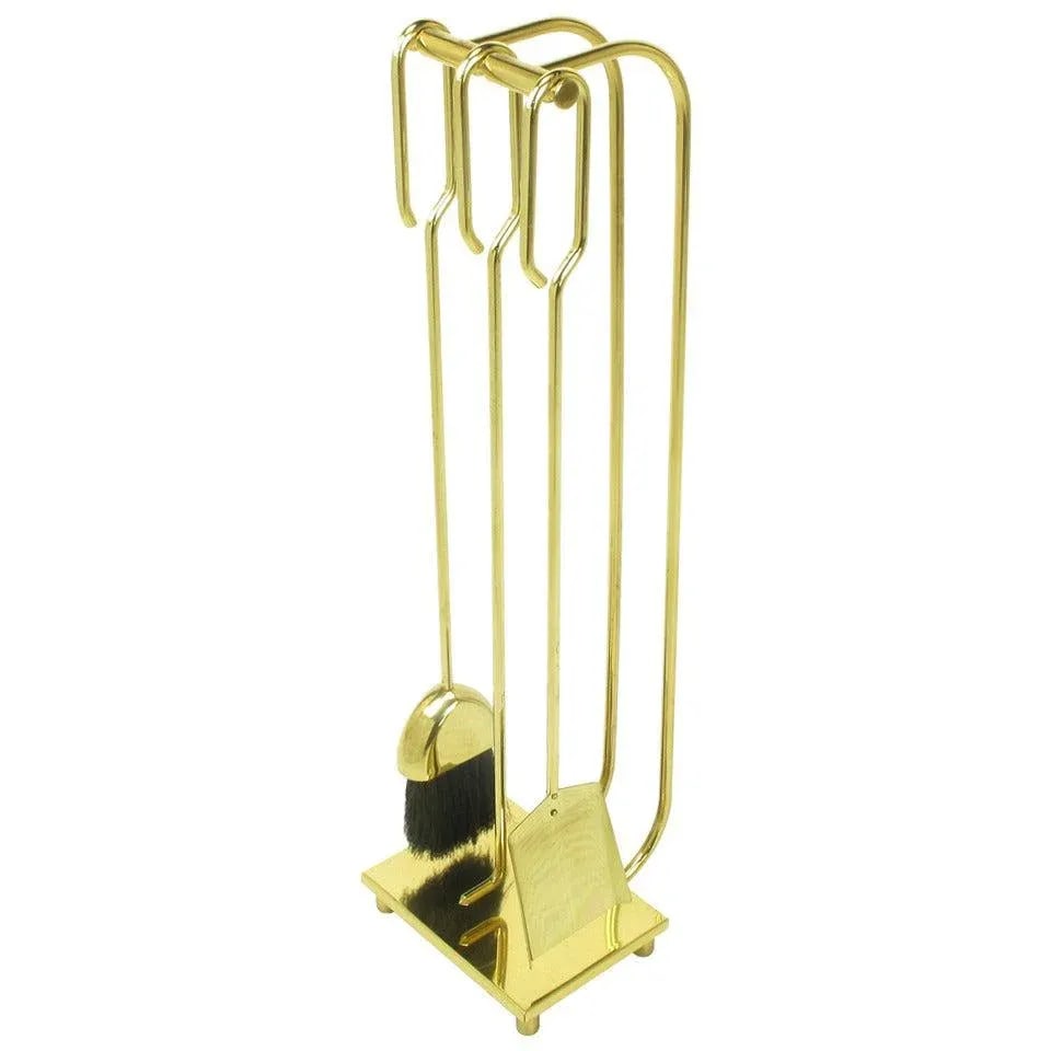 Modernist Brass Fireplace Tool Set - 11