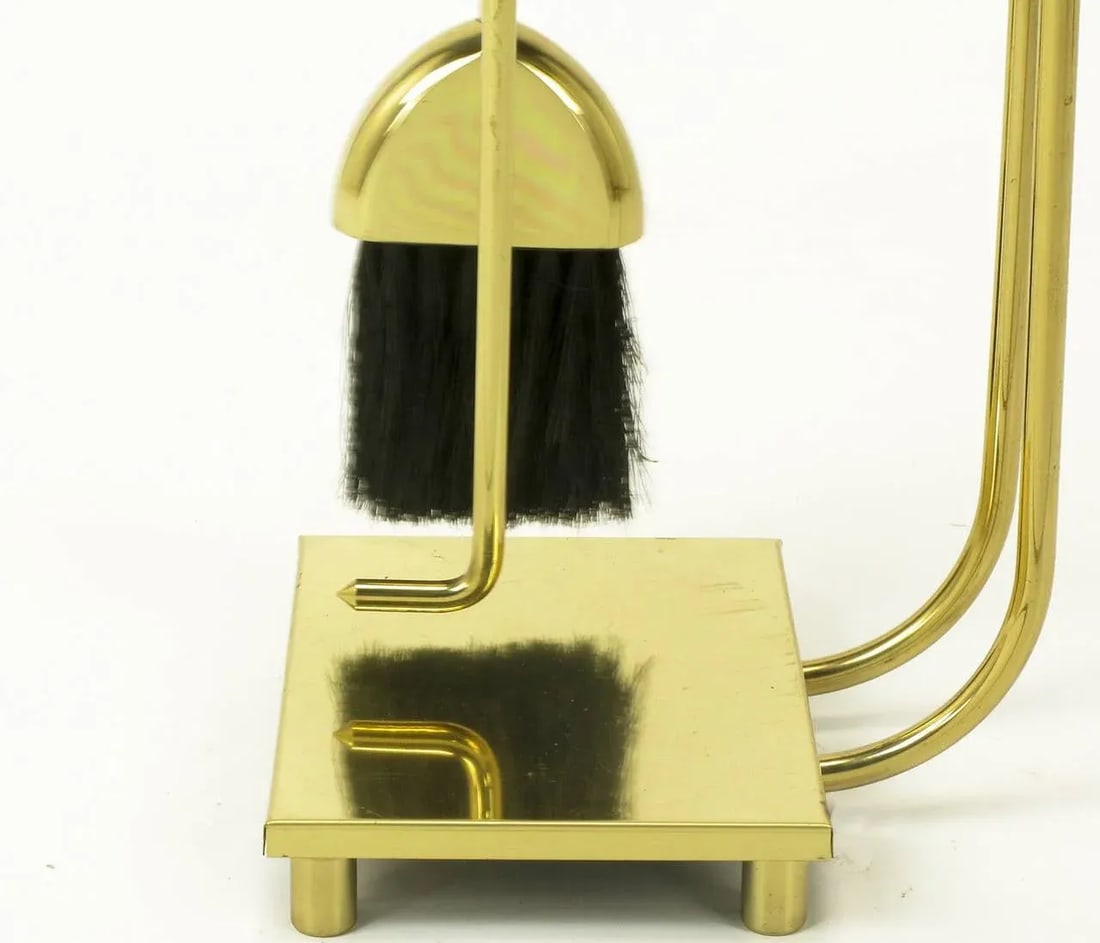 Modernist Brass Fireplace Tool Set - 8