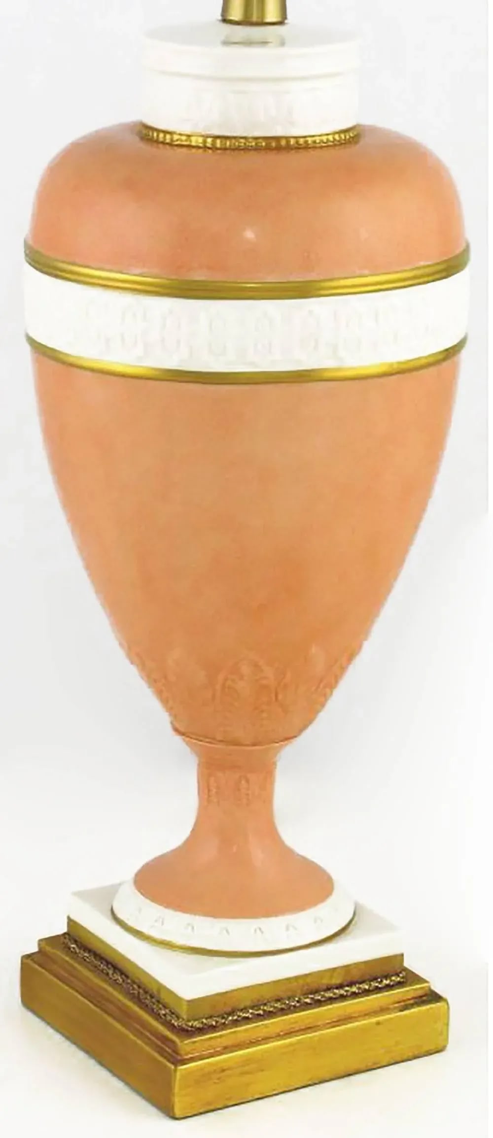 Marbro Coral and White Porcelain Neoclassical Lamps - a Pair - 3
