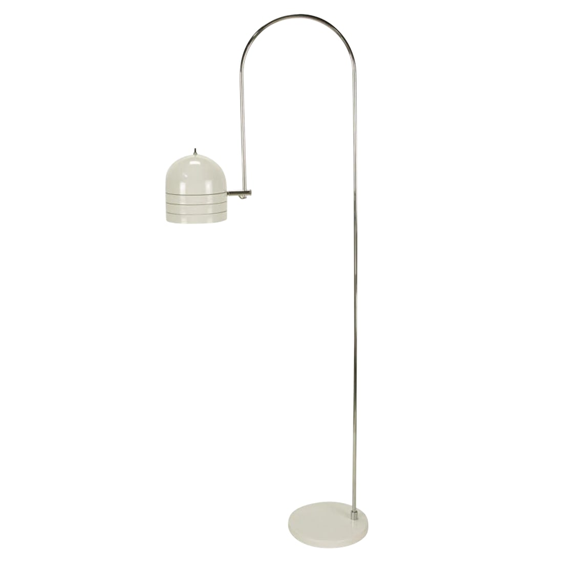 Raymor Italian Chrome and White Enameled Metal Arced Floor Lamp (1 of 8)