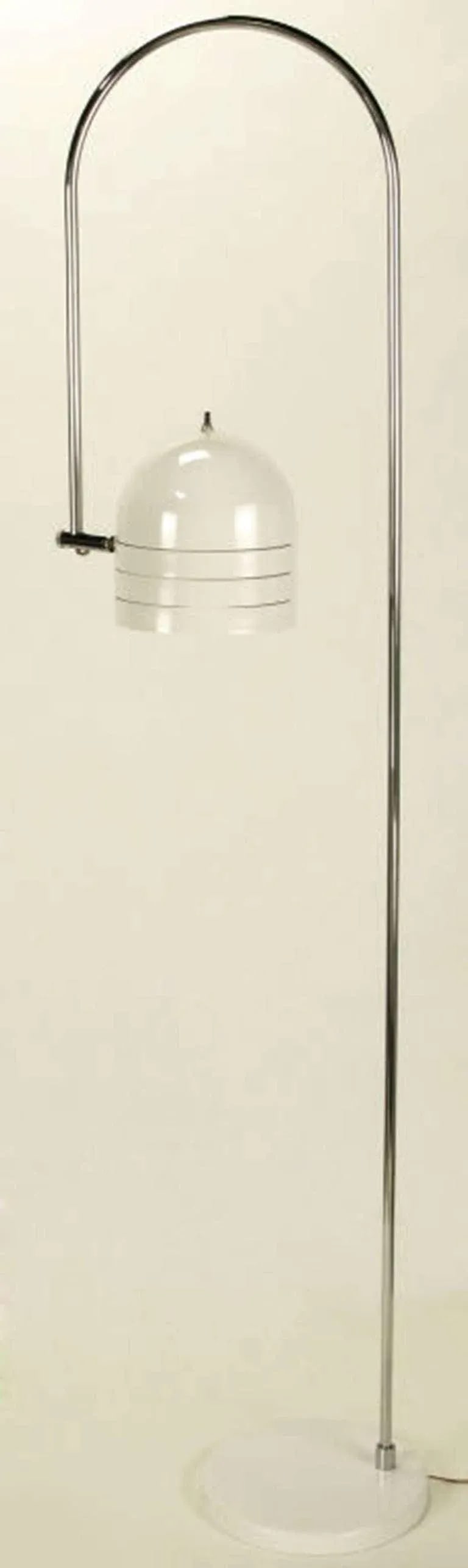 Raymor Italian Chrome and White Enameled Metal Arced Floor Lamp - 3