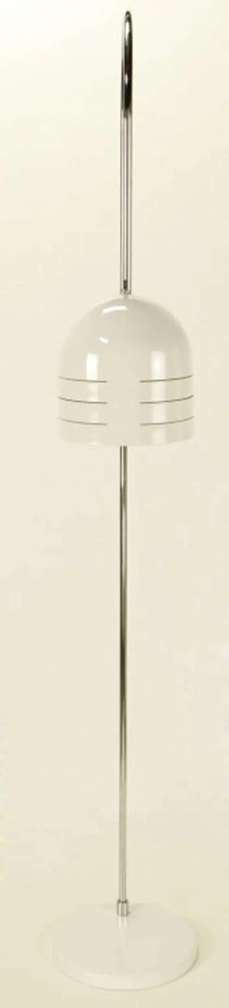Raymor Italian Chrome and White Enameled Metal Arced Floor Lamp - 5