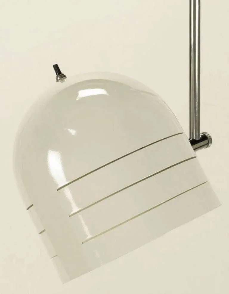 Raymor Italian Chrome and White Enameled Metal Arced Floor Lamp - 7