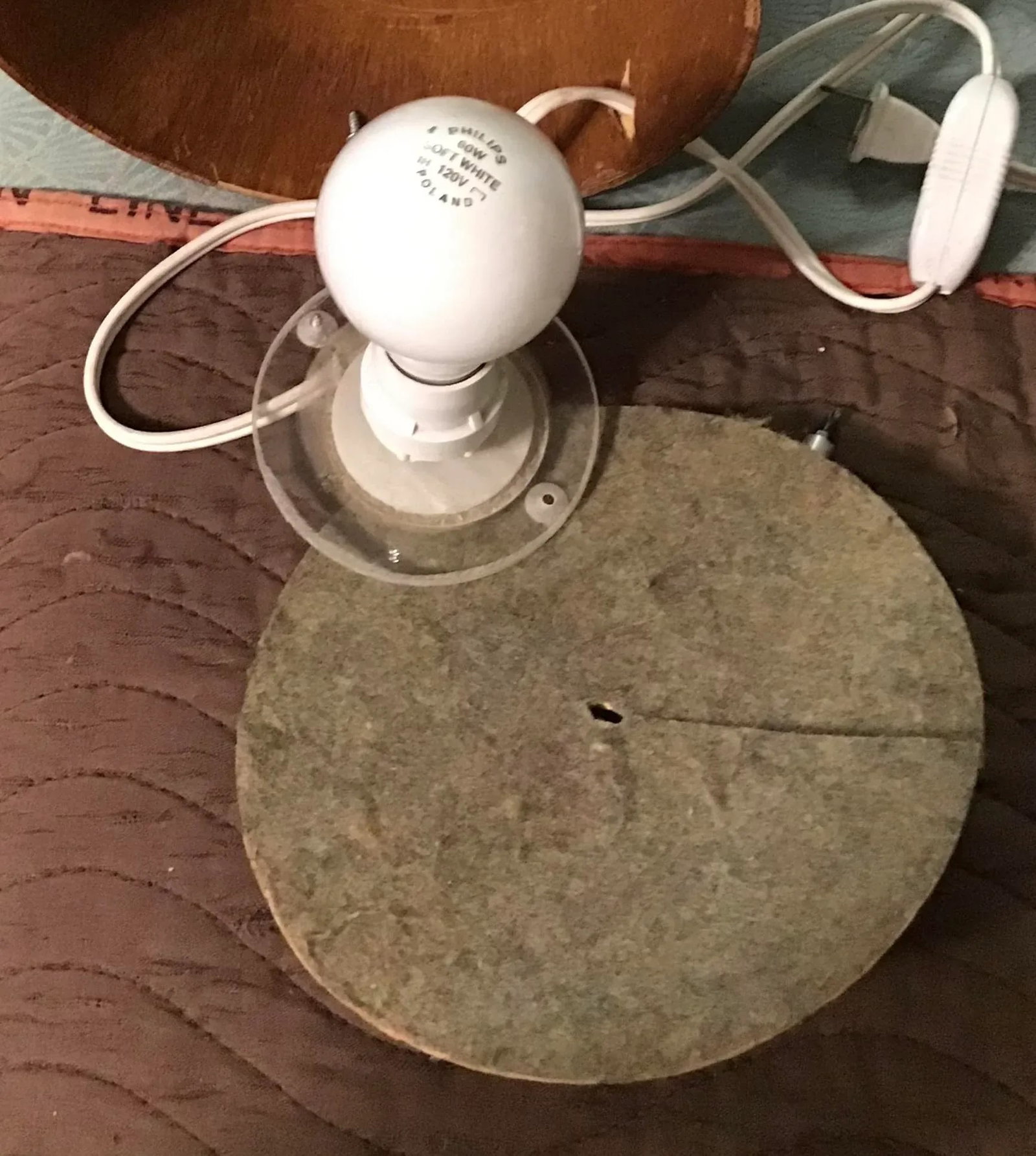 1970s Mid Century Modern Accent Floor/Table Lamp Teak Base Pearl Frosted Acrylic Shade - 10