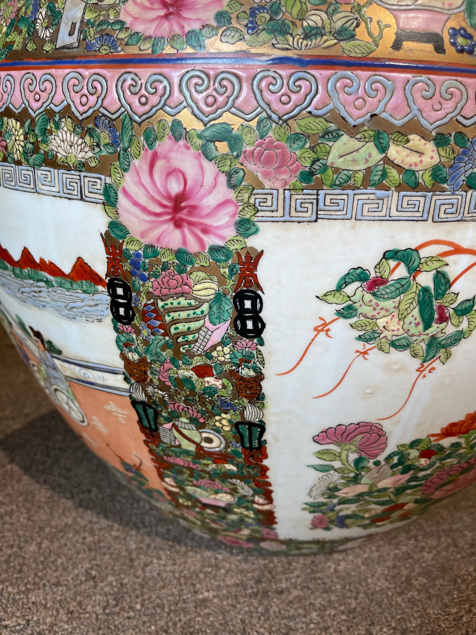 Large Vintage Chinese Famille Rose Porcelain Fish Bowl II - 6