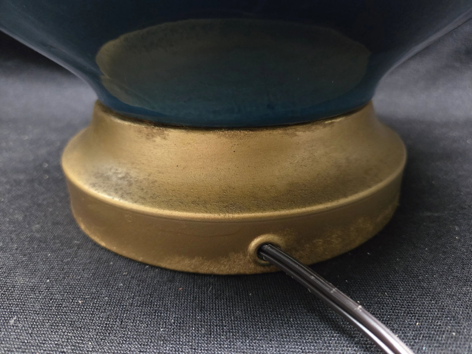 Mid-Century Modern Green and Blue Ceramic Lamp Pair - 11
