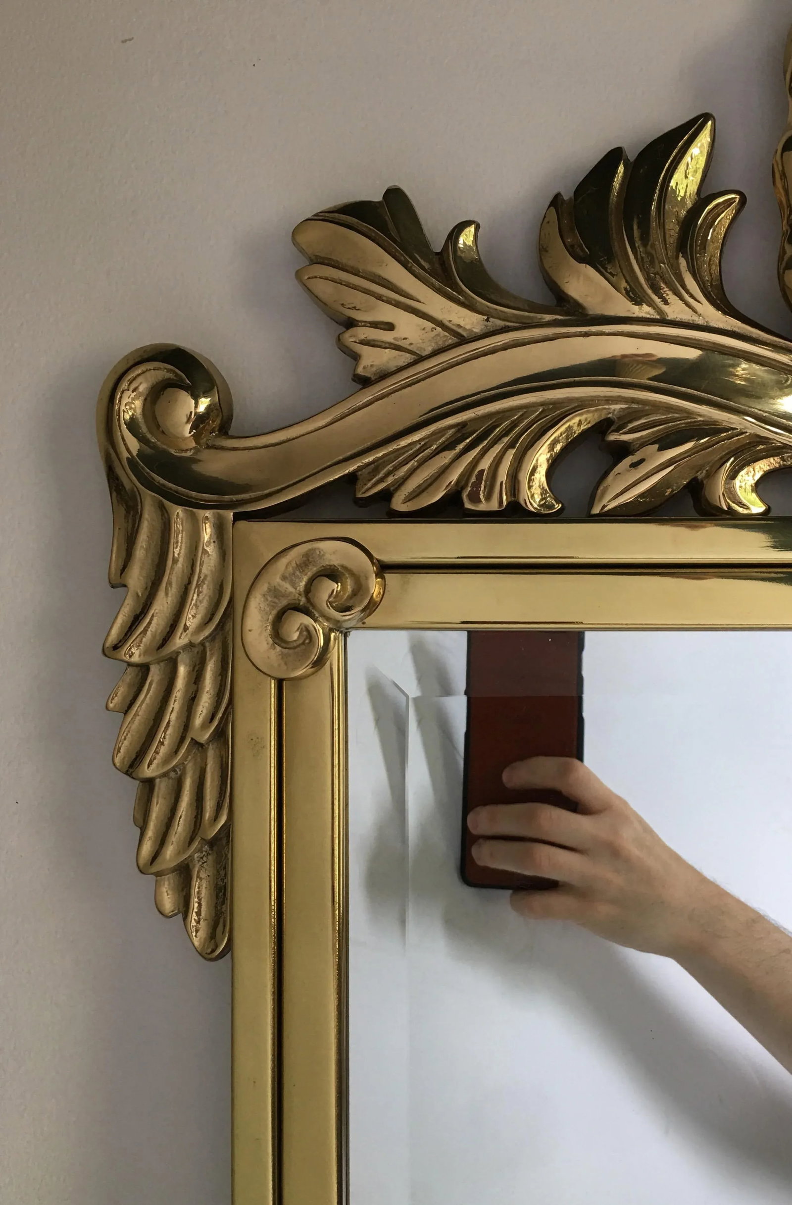 Mastercraft Style Brass Shell Motif Wall Mirror - 2