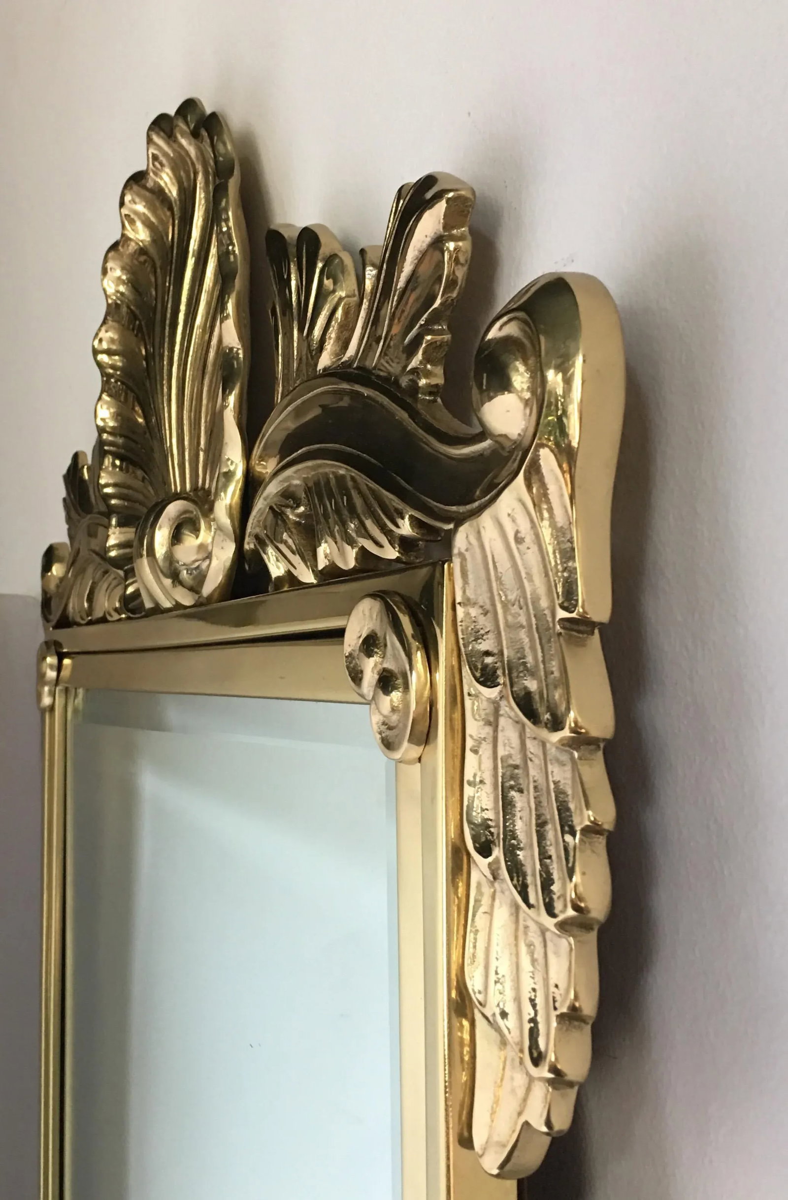 Mastercraft Style Brass Shell Motif Wall Mirror - 4