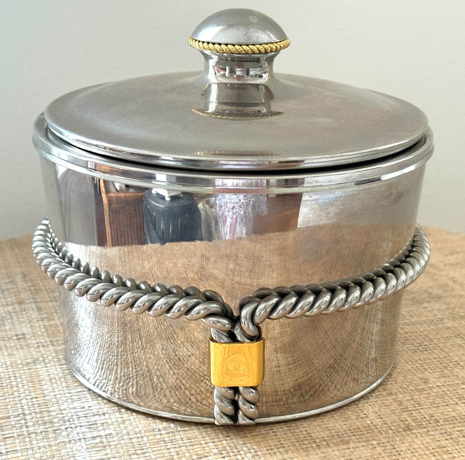 80's Gucci Chrome and Brass Ice Bucket - 2