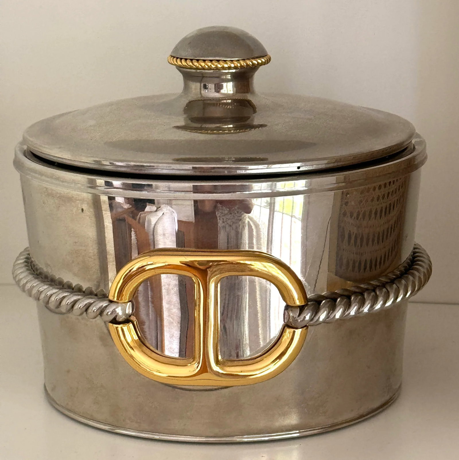 80's Gucci Chrome and Brass Ice Bucket - 7
