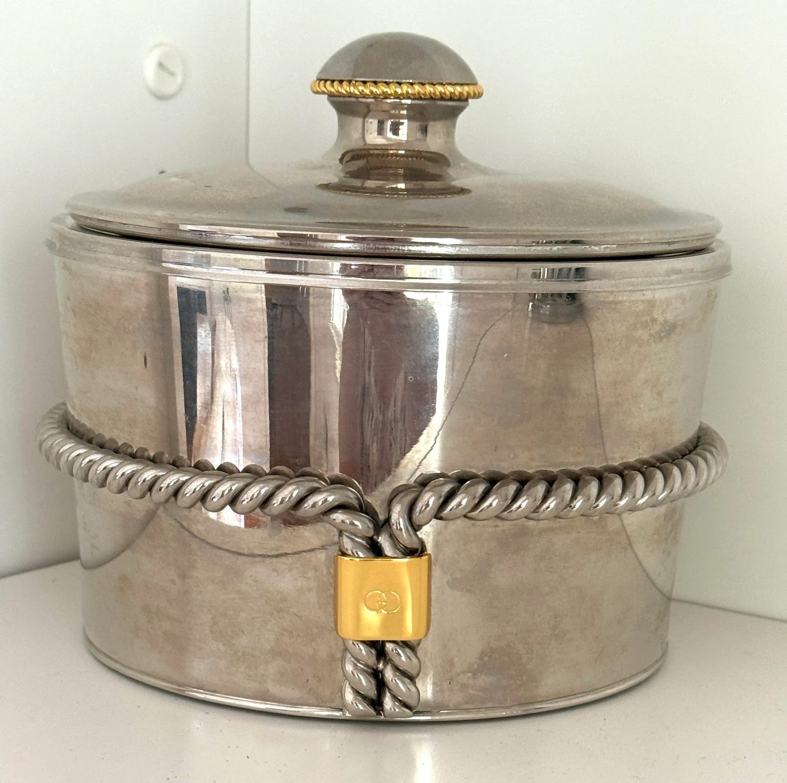 80's Gucci Chrome and Brass Ice Bucket - 8