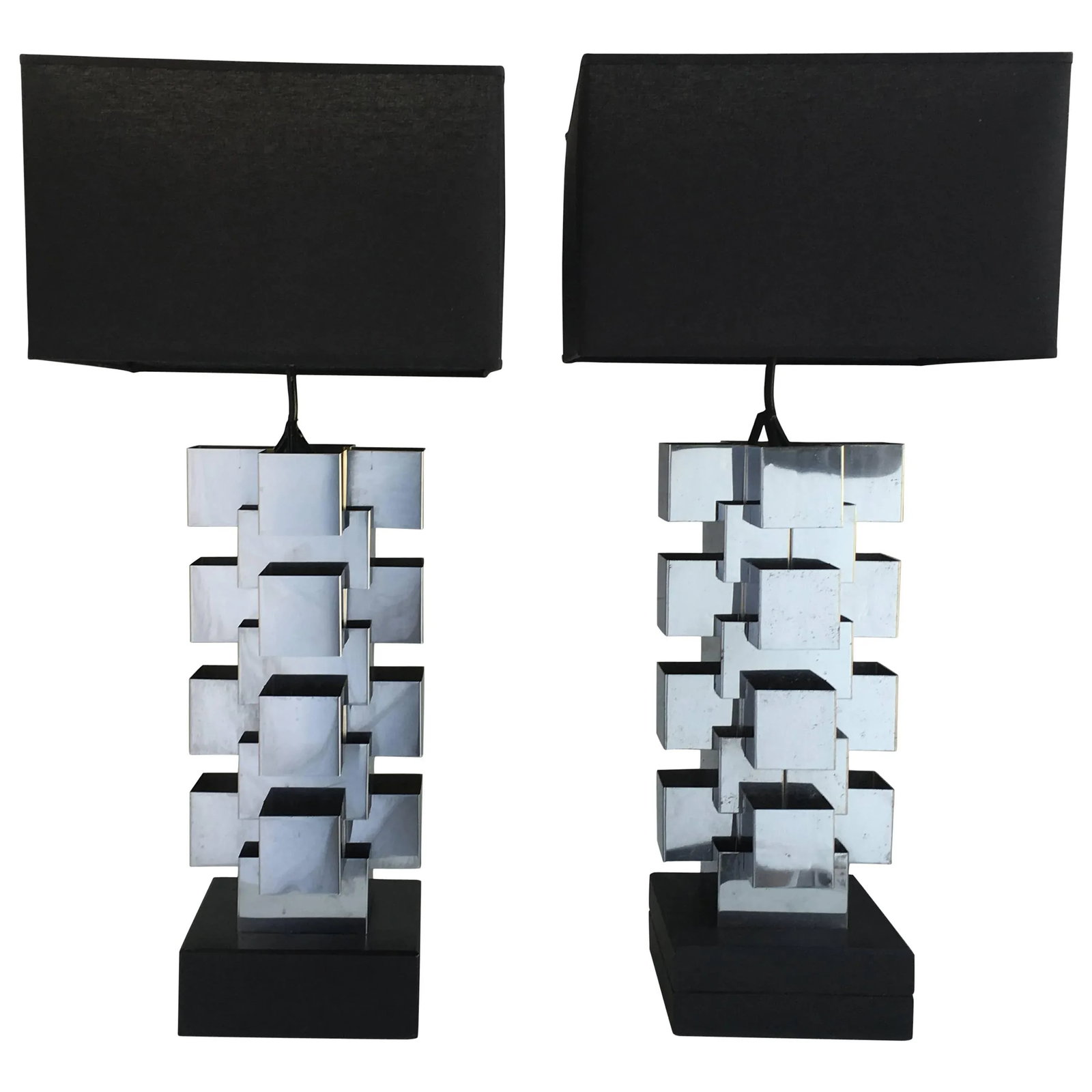 Curtis Jere Chrome "Skyscraper" Table Lamps, Pair - 8