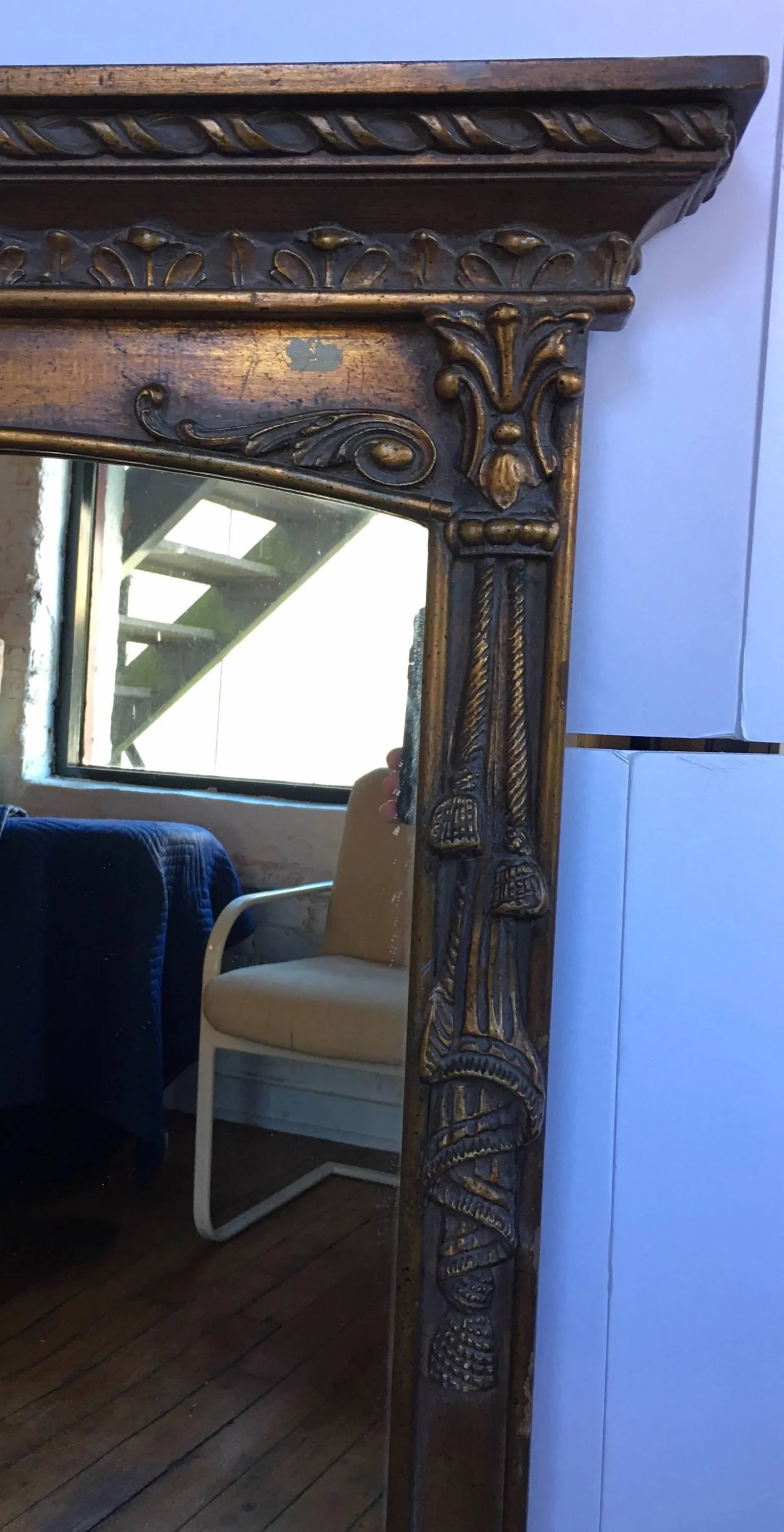 Neoclassical Style Gilt Draped Tassel Form Pier Wall Mirror - 2