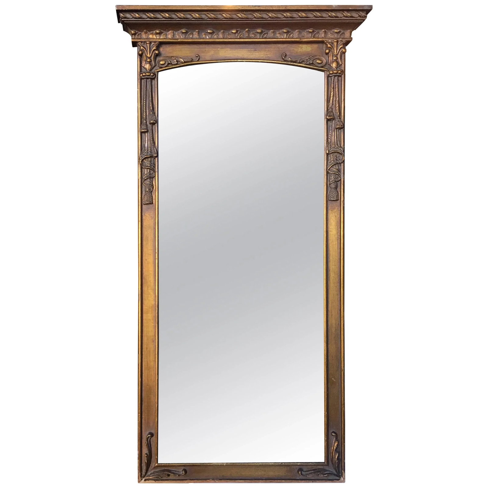 Neoclassical Style Gilt Draped Tassel Form Pier Wall Mirror - 8