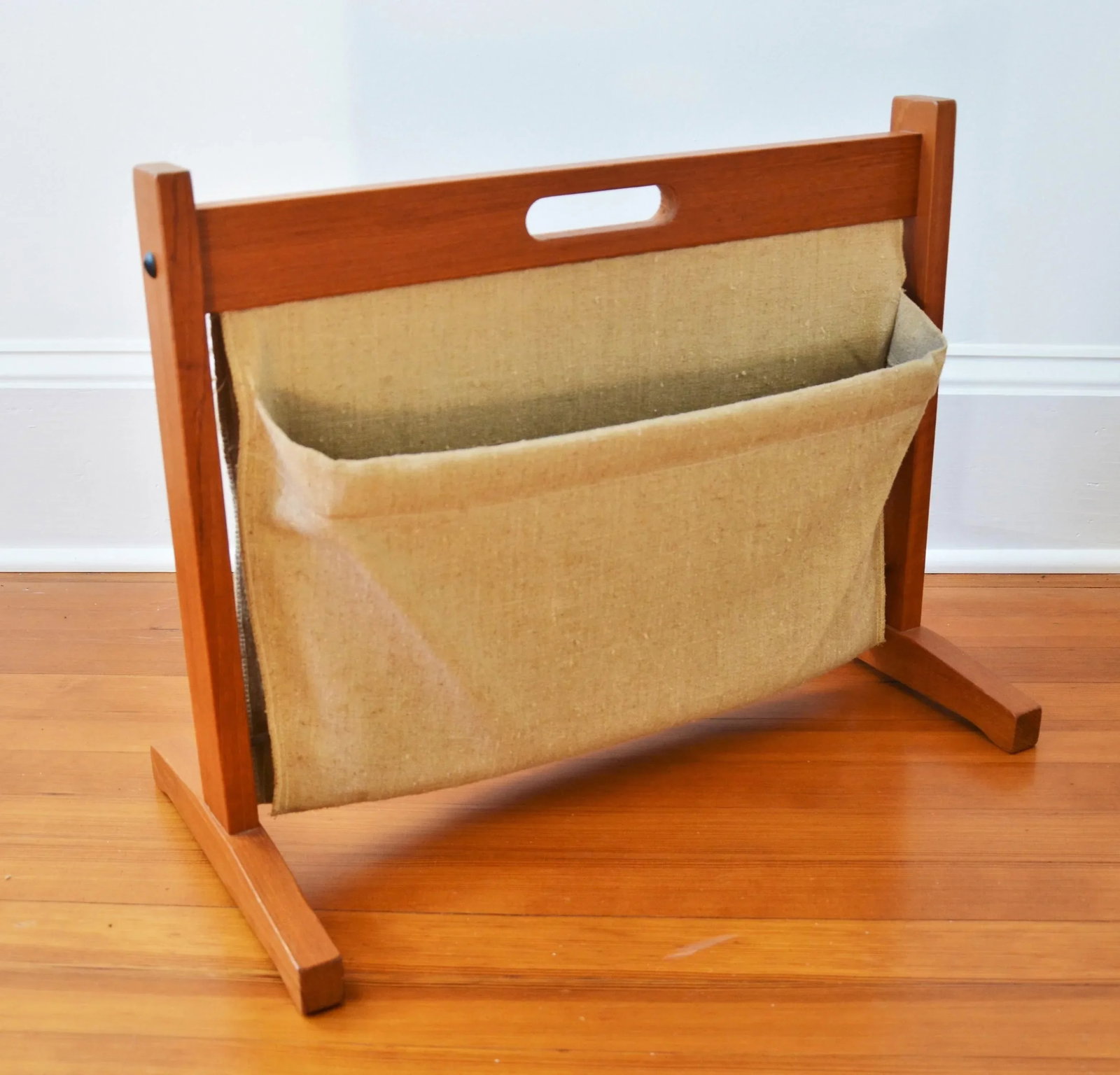 Brdr Furdo Danish Modern Teak and Linen Double Magazine Rack - 12