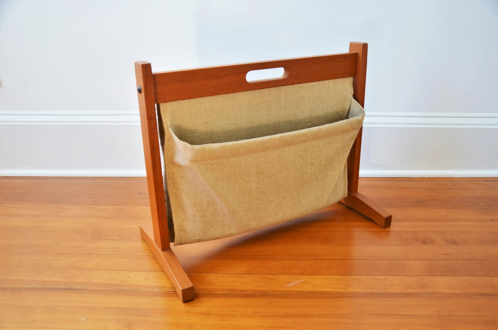 Brdr Furdo Danish Modern Teak and Linen Double Magazine Rack - 2