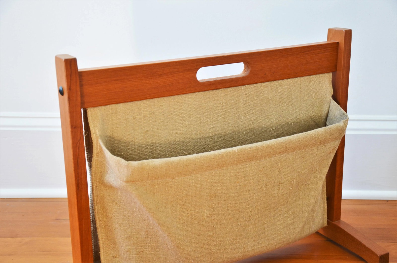 Brdr Furdo Danish Modern Teak and Linen Double Magazine Rack - 5