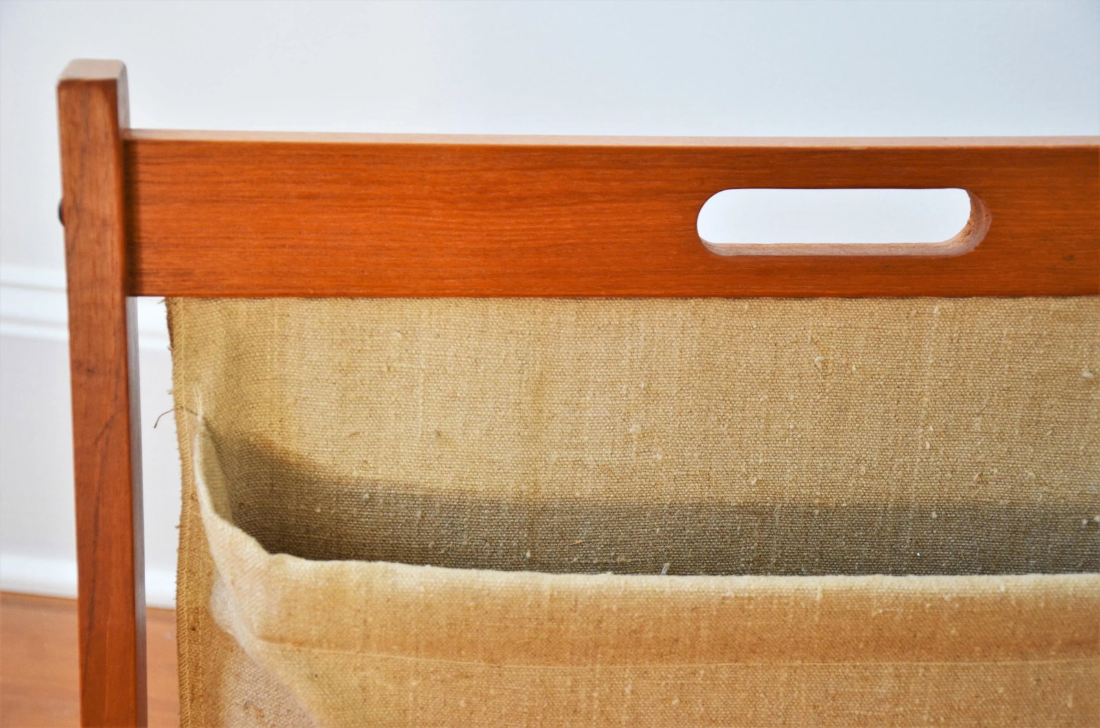 Brdr Furdo Danish Modern Teak and Linen Double Magazine Rack - 6