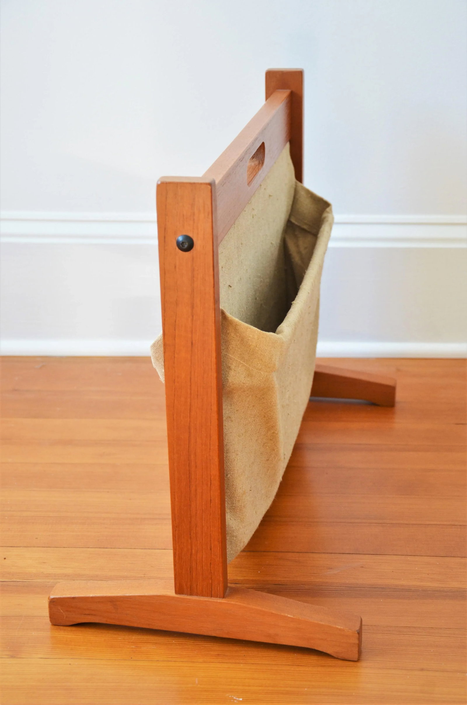 Brdr Furdo Danish Modern Teak and Linen Double Magazine Rack - 7